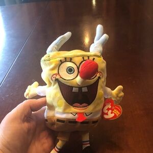 SpongeBob Santa Jolly Elf Ty Beanie Baby Nickelodeon Collection 2004